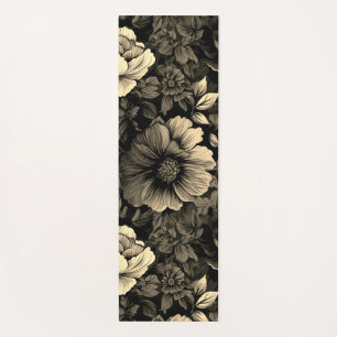 Tapis De Yoga Sépia tonique Vintage Floral Print