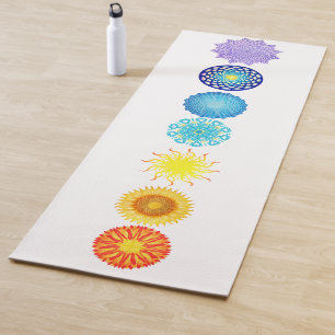 Tapis De Yoga Sept mandalas de couleurs d'arc-en-ciel de Chakras