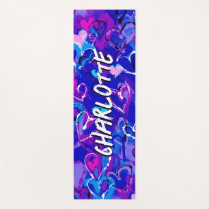 Tapis De Yoga Sérénité en mouvement : Coeurs de graffiti Vibrant