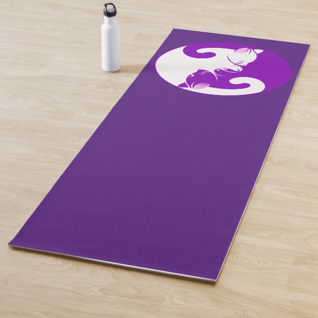 Tapis De Yoga Sérénité Purple Yin et Yang Chat Yoga Mat (En situation)