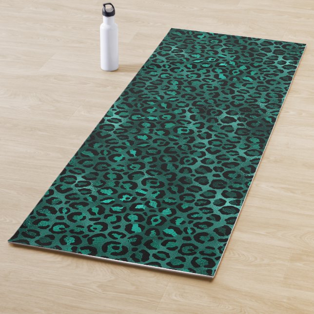 Tapis De Yoga Série Teal et Gold Leopard Design 5  (En situation)