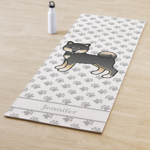 Tapis De Yoga Shiba Inu noir et feu Chien mignon avec pattes et