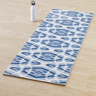 Tapis De Yoga Shibori Bleu Indigo Tie Dye Abstrait