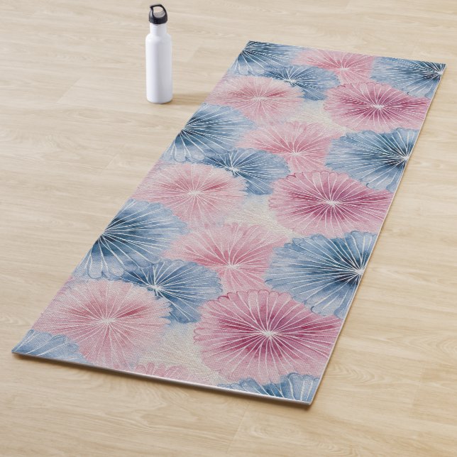 Tapis De Yoga Shibori Blue Tie Dye Japon Motif traditionnel 15 (En situation)