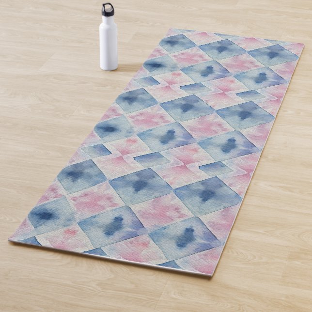 Tapis De Yoga Shibori Blue Tie Dye Japon traditionnel Motif No9 (En situation)