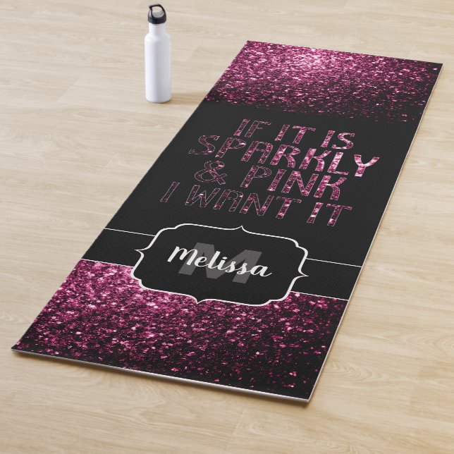 Tapis De Yoga Si Sparkly et Pink je le veux Monogramme (En situation)