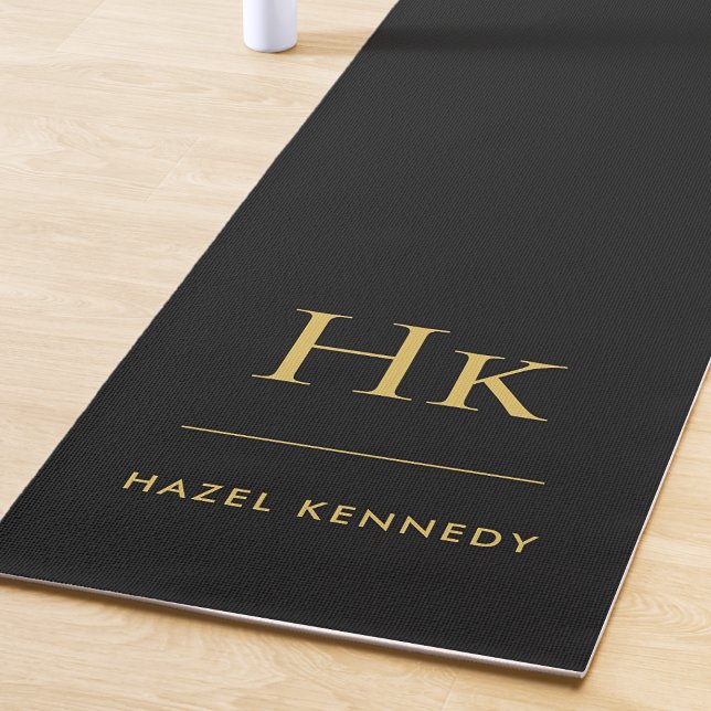 Tapis De Yoga Signature Monogramme Simple Black Gold Yoga Mat (Créateur téléchargé)