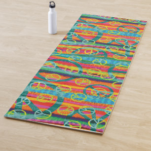 Tapis De Yoga Signes de paix de colorant de cravate