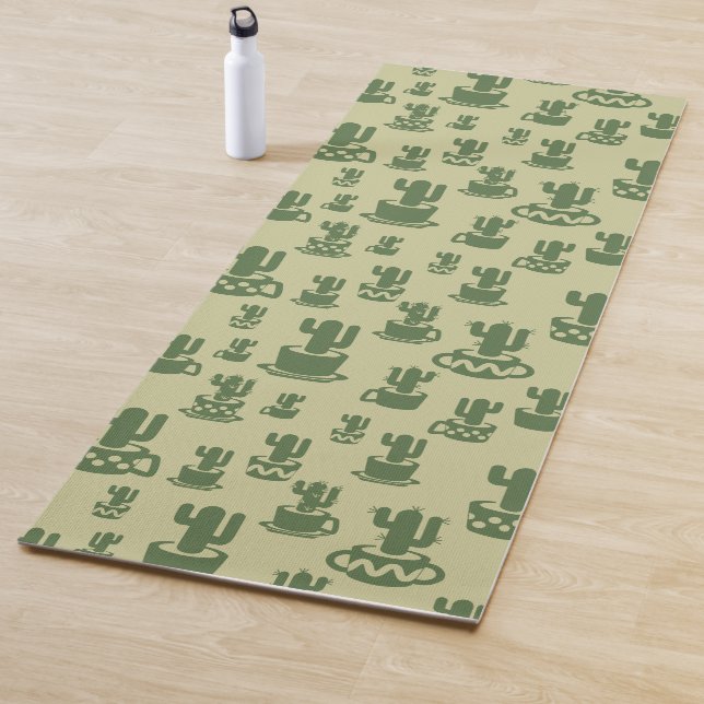 Tapis De Yoga Silhouette de cactus succulent en tasses et pots (En situation)