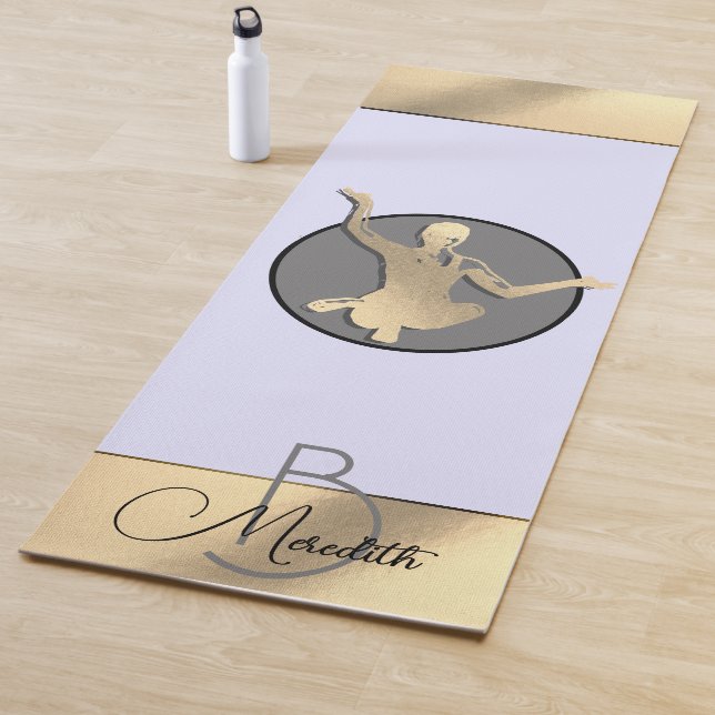 Tapis De Yoga Silhouette de yogi doré (En situation)