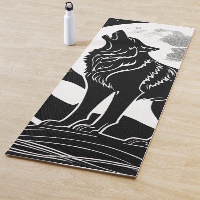 Tapis De Yoga Silhouette Wolf de nuit (En situation)