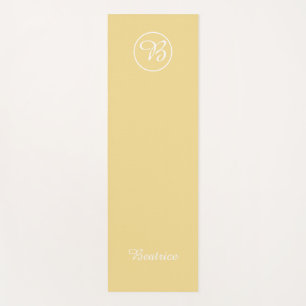 Tapis De Yoga Simple couleur jaune bloc monogramme et nom