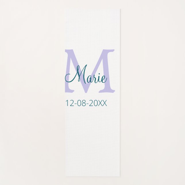 Tapis De Yoga simple minimum ajouter nom monogramme violet vert  (Devant)