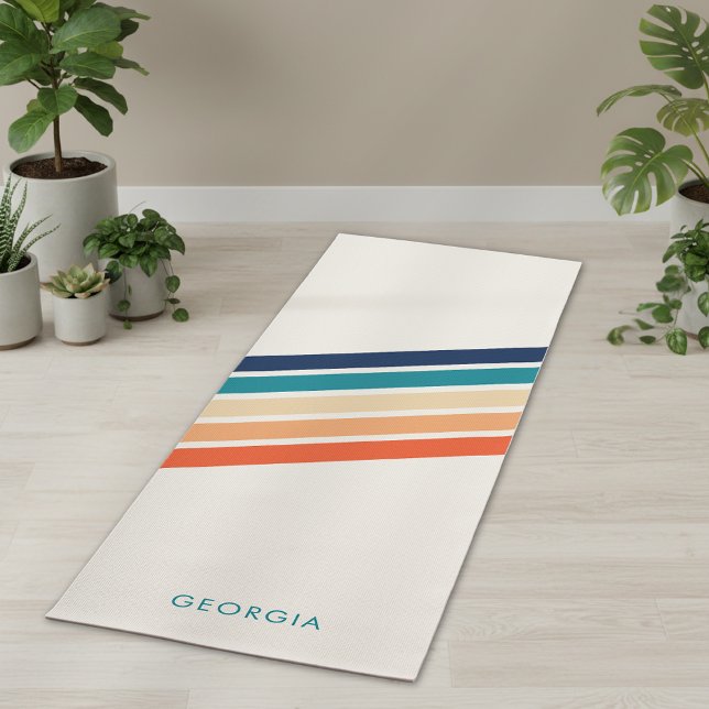 Tapis De Yoga Simple Monogram Retro  (Créateur téléchargé)
