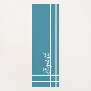 Tapis De Yoga Simple Ocean Blue minimaliste nom personnalisé dam