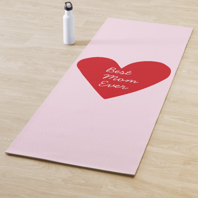 Tapis De Yoga Simple Rose & Coeur Rouge Meilleure Maman Fête des (En situation)