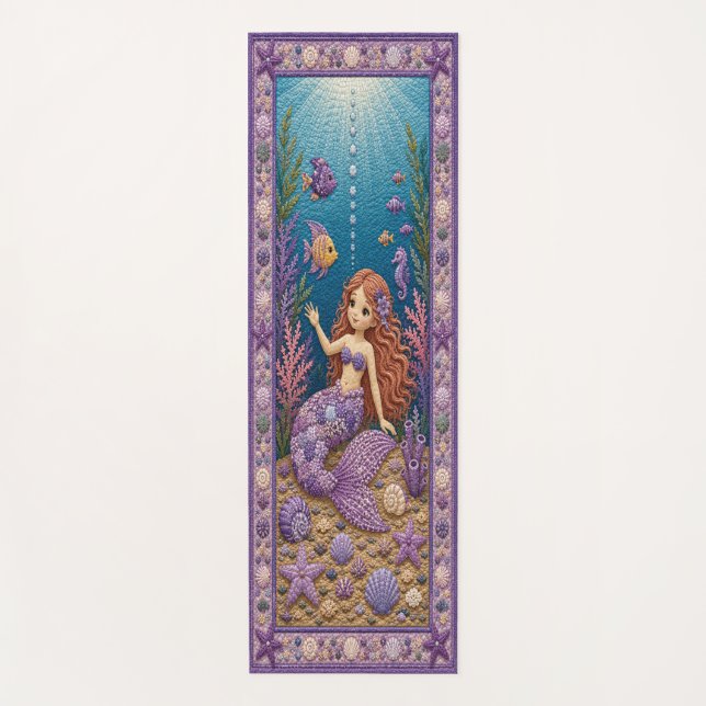 Tapis De Yoga Sirène Mermaid Pourpre (Devant)