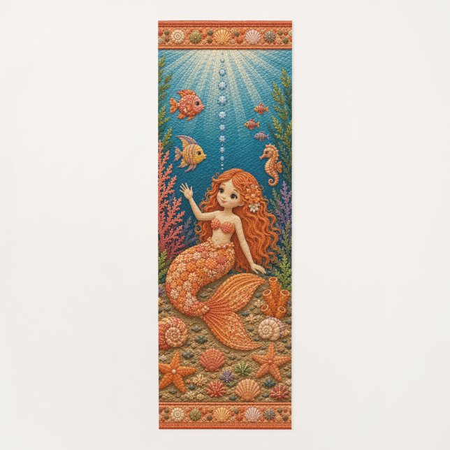 Tapis De Yoga Sirène Mosaïque Orange (Devant)