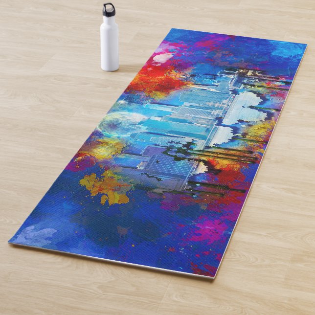 Tapis De Yoga SlipperyJoe NYC graffiti lue entourée tourbillon (En situation)