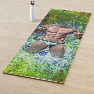 Tapis De Yoga SlipperyJoe's homme adulte très musclé torse nu