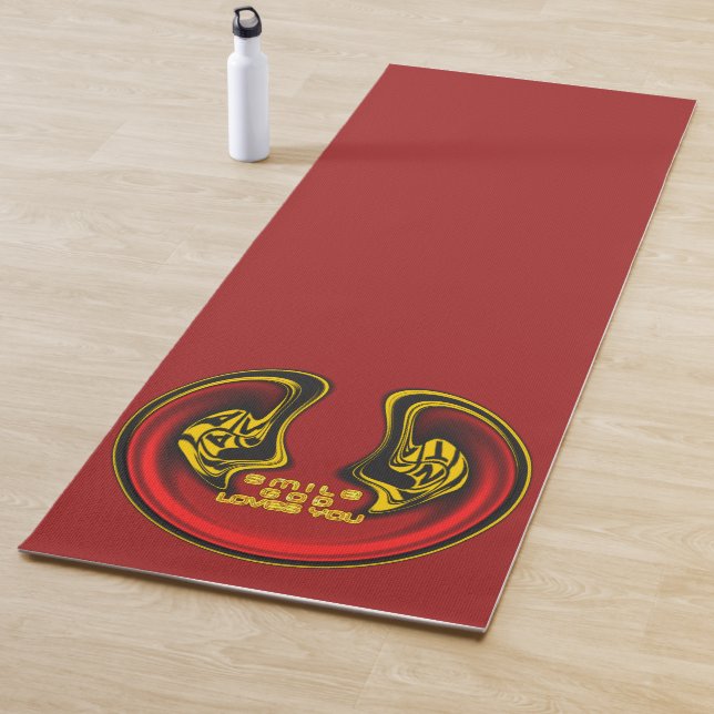 Tapis De Yoga Smile God Loves You Beautiful Texte Extraordinaire (En situation)