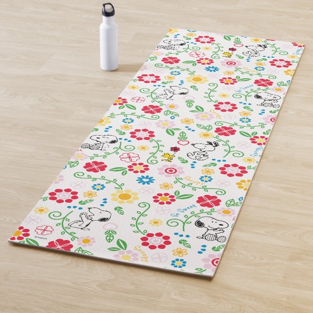 Tapis De Yoga Snoopy So Sweet Flower Motif (En situation)