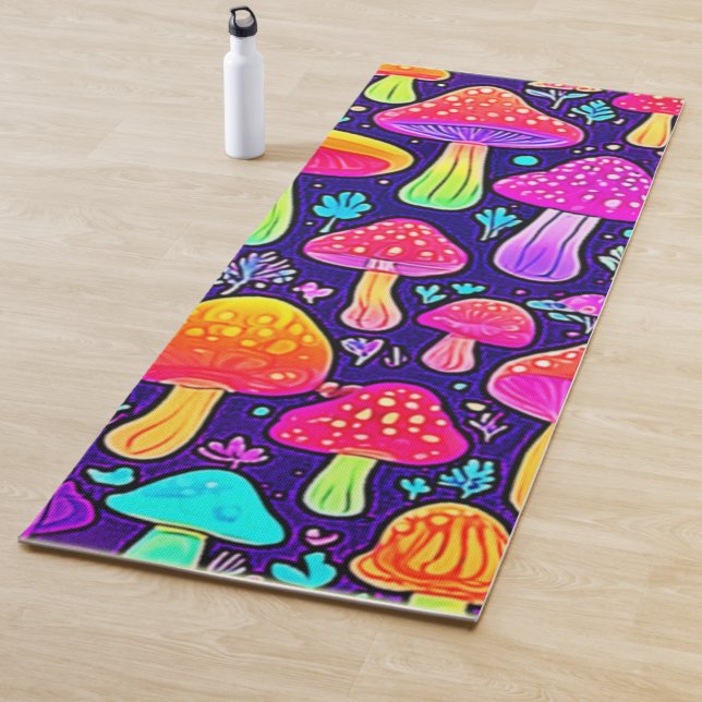 Tapis De Yoga Soft Neon : Patch pour champignon de dessin (En situation)