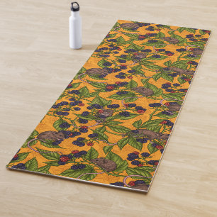 Tapis De Yoga Souris et mûres sur jaune