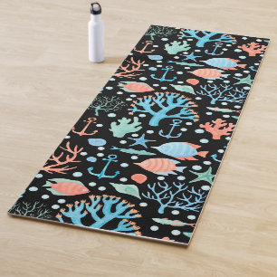 Tapis De Yoga Sous l'aquarelle de la mer Motif foncé