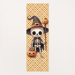 Tapis De Yoga Squelette d'Halloween blanc mignon