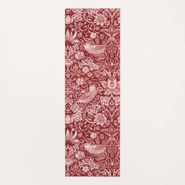 Tapis De Yoga Strawberry Thief Maroon, William Morris (Devant)