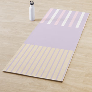 Tapis De Yoga Stripes Pop Couleur - Rose Pastel, Jaune & Violet