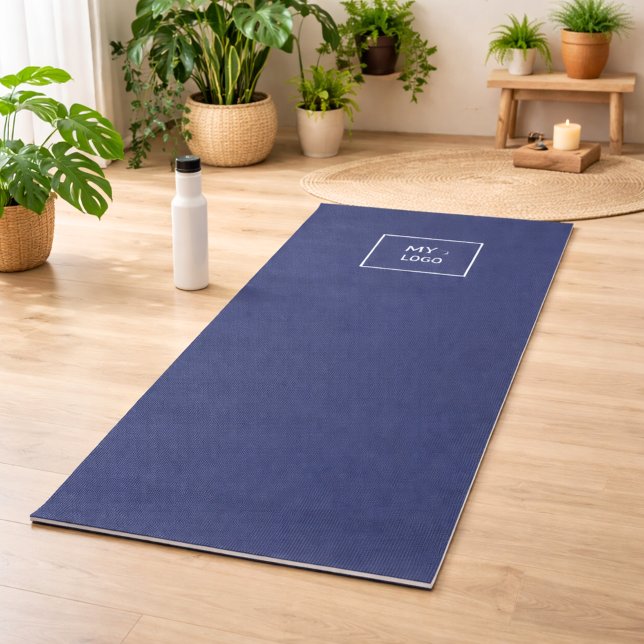 Tapis De Yoga Studio de logo d'entreprise bleu marine  (Créateur téléchargé)