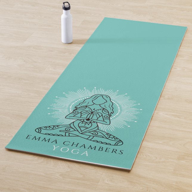 Tapis de Yoga Studio Lotus Pose Turquoise (En situation)