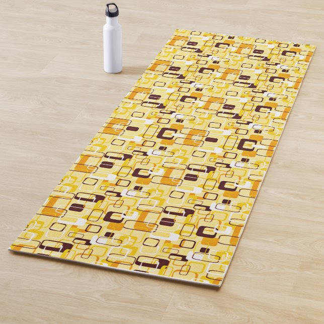 Tapis De Yoga Style abstrait jaune et noir moderne (En situation)