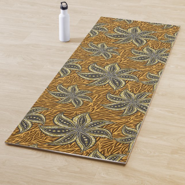 Tapis De Yoga Style Batik Floral Abstrait africain (En situation)