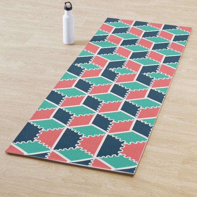 Tapis De Yoga Style moderne Cube de couleur géométrique moderne (En situation)