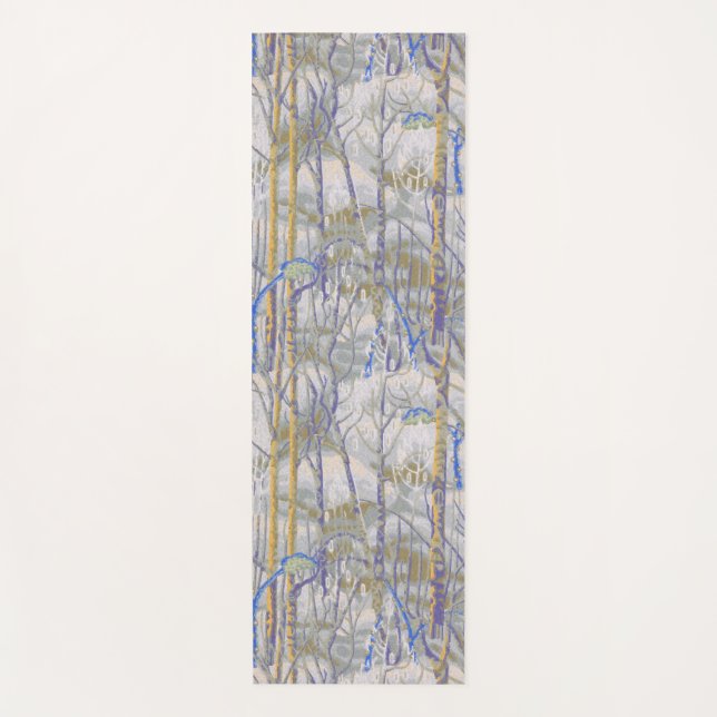 Tapis De Yoga Style Moderne de Milieu de Siècle Motif de Forêt d (Devant)