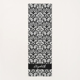 Tapis De Yoga Style noir noir Damask
