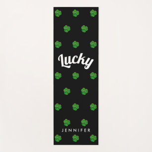 Tapis De Yoga Stylish St. Patricks Day Black Green Lucky Clover