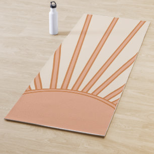 Tapis De Yoga Sun Sunrise Earth Tones Terracotta Retro Sunshine