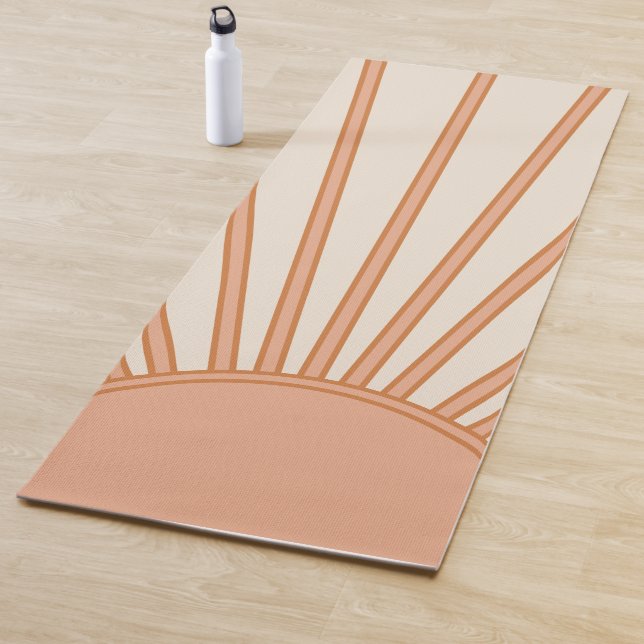 Tapis De Yoga Sun Sunrise Earth Tones Terracotta Retro Sunshine (En situation)