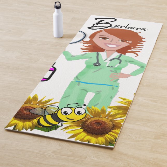 Tapis De Yoga Sunflower Bumblebee Nurse Yoga Mat (En situation)
