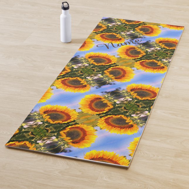 Tapis De Yoga Sunflower In Sunshine Art Abstrait Personnalisé (En situation)