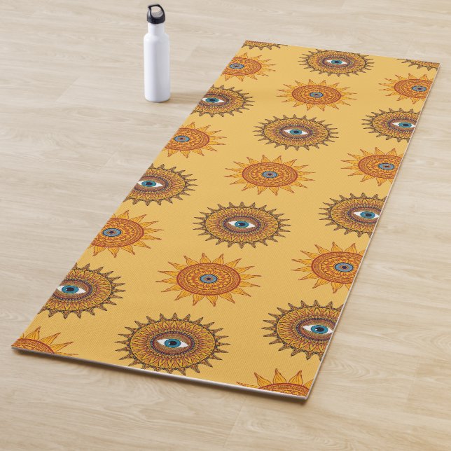 Tapis De Yoga Sunflower Yellow Mandala Third Eye Art | Graphic (En situation)