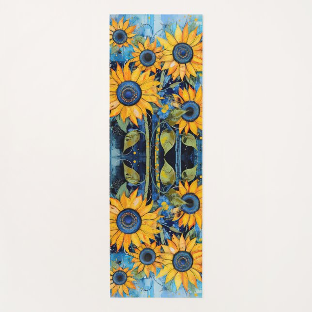 Tapis De Yoga Sunflowers Wildflowers Flower Mixed Media Design (Devant)