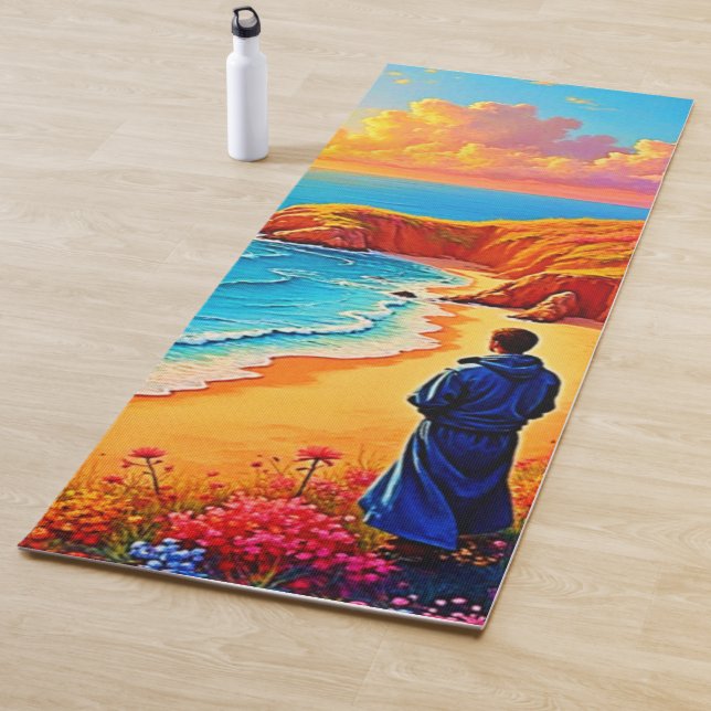 Tapis De Yoga Sunset Beach Solitude Design de sérénité (En situation)