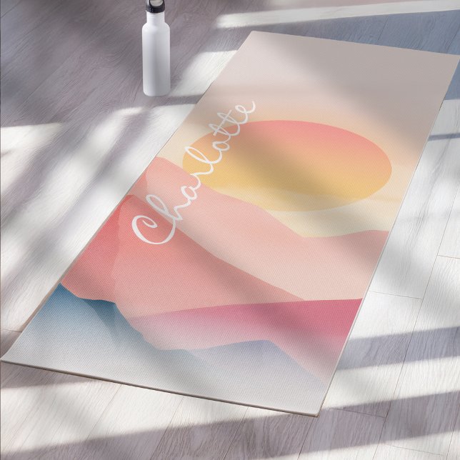 Tapis De Yoga Sunset Mountain Custom Yoga Mat Soft Pastel Land  (Créateur téléchargé)