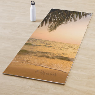 Tapis De Yoga Sunset Tropical Beach Palm