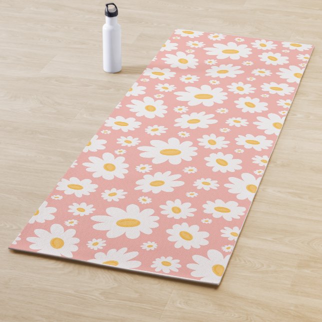 Tapis De Yoga Super Blush Boho Daisy Floral Garden Motif (En situation)